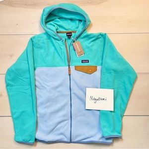 🍀 NWT Patagonia micro d fleece jacket full zip Kids Teal Green XL14 L12